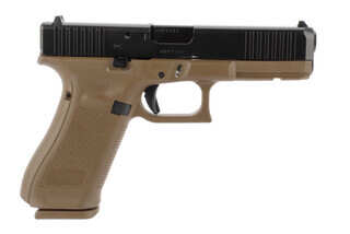 Glock 17 Gen 5 9mm handgun with a flat dark earth frame